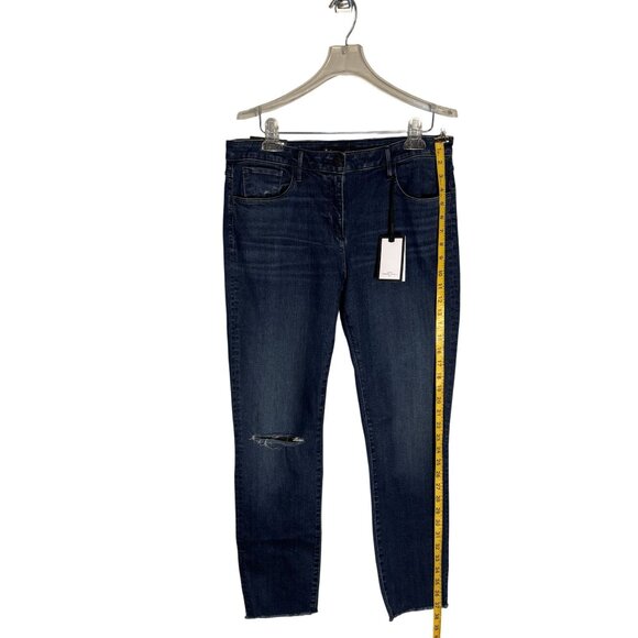 3x1 Midway Skinny Crop Jeans Womens Size 32 Dark Indigo Distressed Hem Denim - Picture 7 of 12